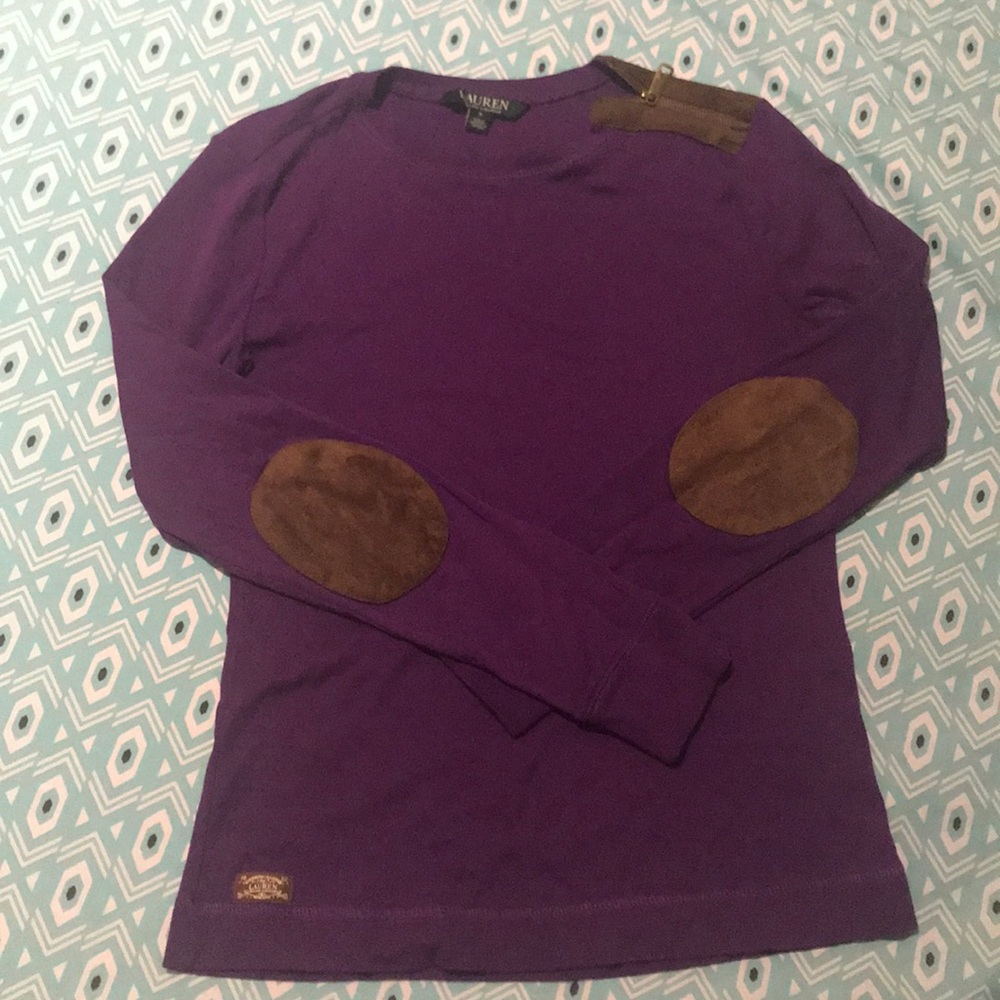 Lauren Ralph Lauren Long Sleeve Elbow Patch Tee